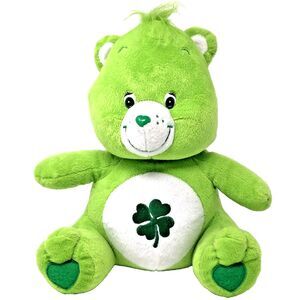 NANCO Care Bears Good Luck Bear 13" Vintage 2004 Green Irish Shamrock Plush